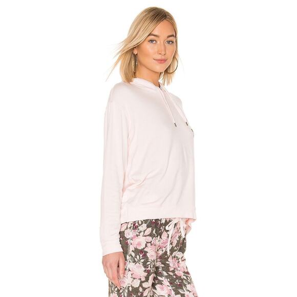 Splendid Women's Gathered Back Rose Embroidered Hoodie Sweatshirt Pink Large $64 - Picture 2 of 4